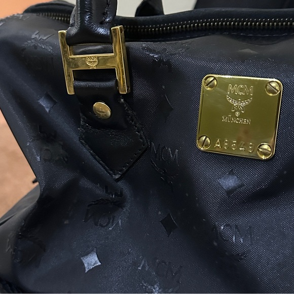 MCM Black Boston Monogram Nylon Handbag - Picture 7 of 16